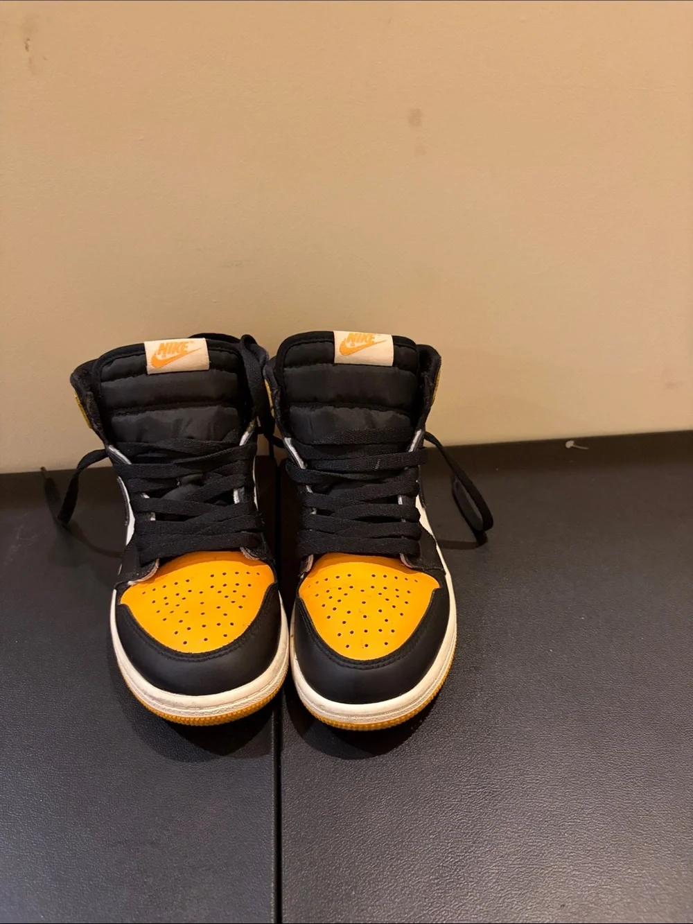 Nike Kids High-Top Sneakers in Black, Yellow and White